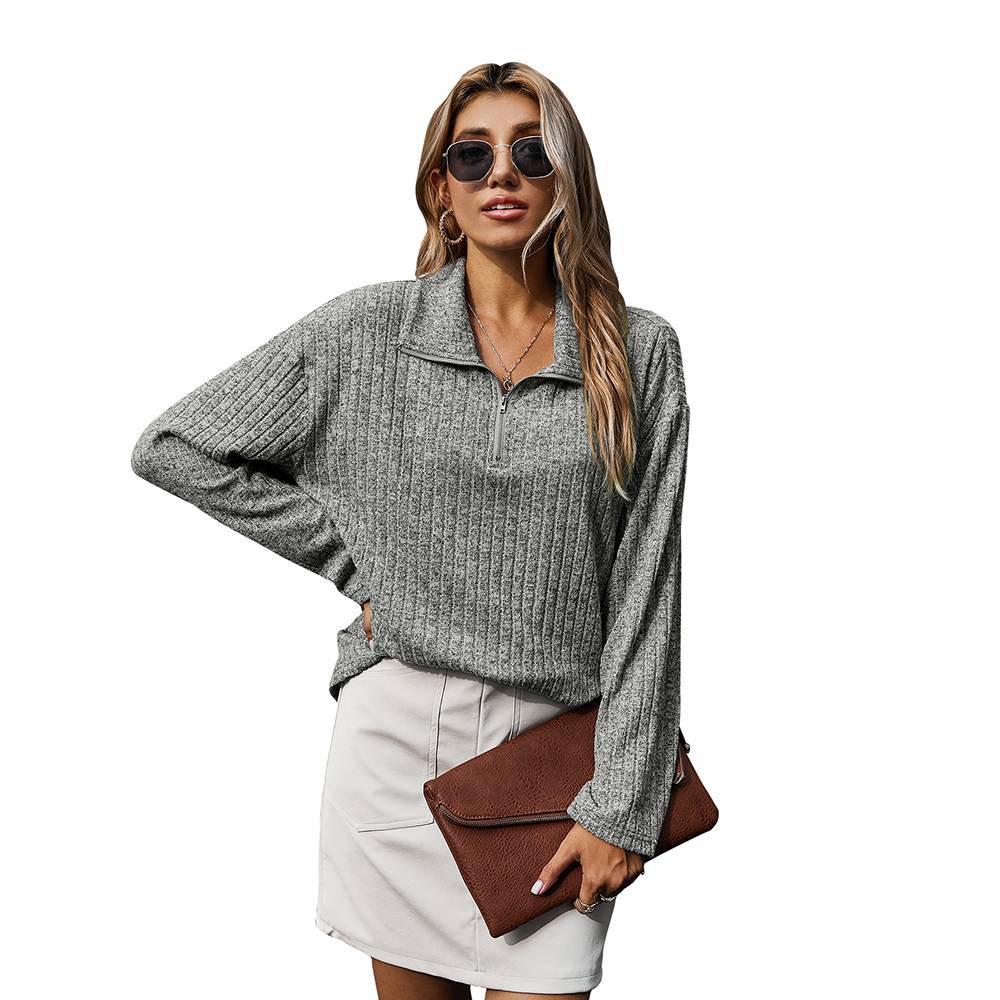 Women Lapel Sweatshirt
