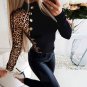 Leopard Print Patchwork Long Sleeved Turtleneck