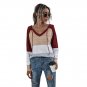 Long Sleeve Color Block Waffle Knit Drawstring Pullover Hoodie Sweatshirt
