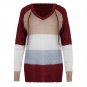 Long Sleeve Color Block Waffle Knit Drawstring Pullover Hoodie Sweatshirt