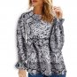 Women Snake Skin Print Flare Long Sleeve Top