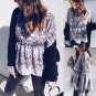 Women Snake Skin Print Flare Long Sleeve Top