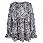Women Snake Skin Print Flare Long Sleeve Top