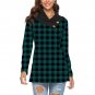 Plaid Print Long Sleeve Button Cross V Neck Casual Top