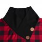 Plaid Print Long Sleeve Button Cross V Neck Casual Top