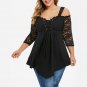 Plus Size Spaghetti Strap Lace Women T-Shirt