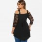 Plus Size Spaghetti Strap Lace Women T-Shirt