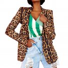 Women Fashion Leopard Print Lapel Slim Cardigan