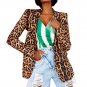 Women Fashion Leopard Print Lapel Slim Cardigan
