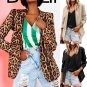 Women Fashion Leopard Print Lapel Slim Cardigan