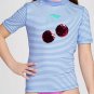 New Girls Purple Stripe Long Sleeve Rash Guard Swim Shirt Flip Sequin XS (4/5)