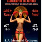 Mick Jagger & The Rolling Stones & GNR at Los Angeles Concert Poster 1989 13x19 inches