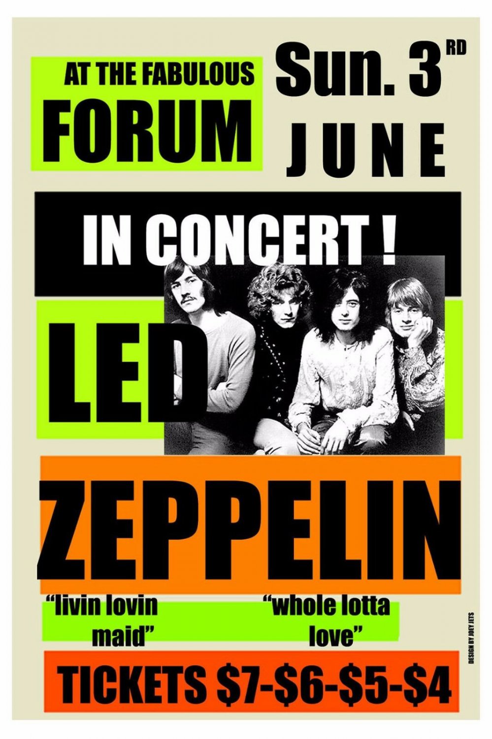 Led Zeppelin at the Forum in Los Angeles Concert Poster 1973 13x19 inches