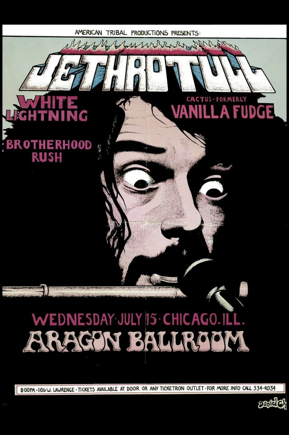 Jethro Tull at The Aragon Ballroom Concert Poster 1970 13x19 inches