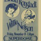 Linda Ronstadt & Willie Nelson at Superdome Louisiana Concert Poster 1977 13x19 inches