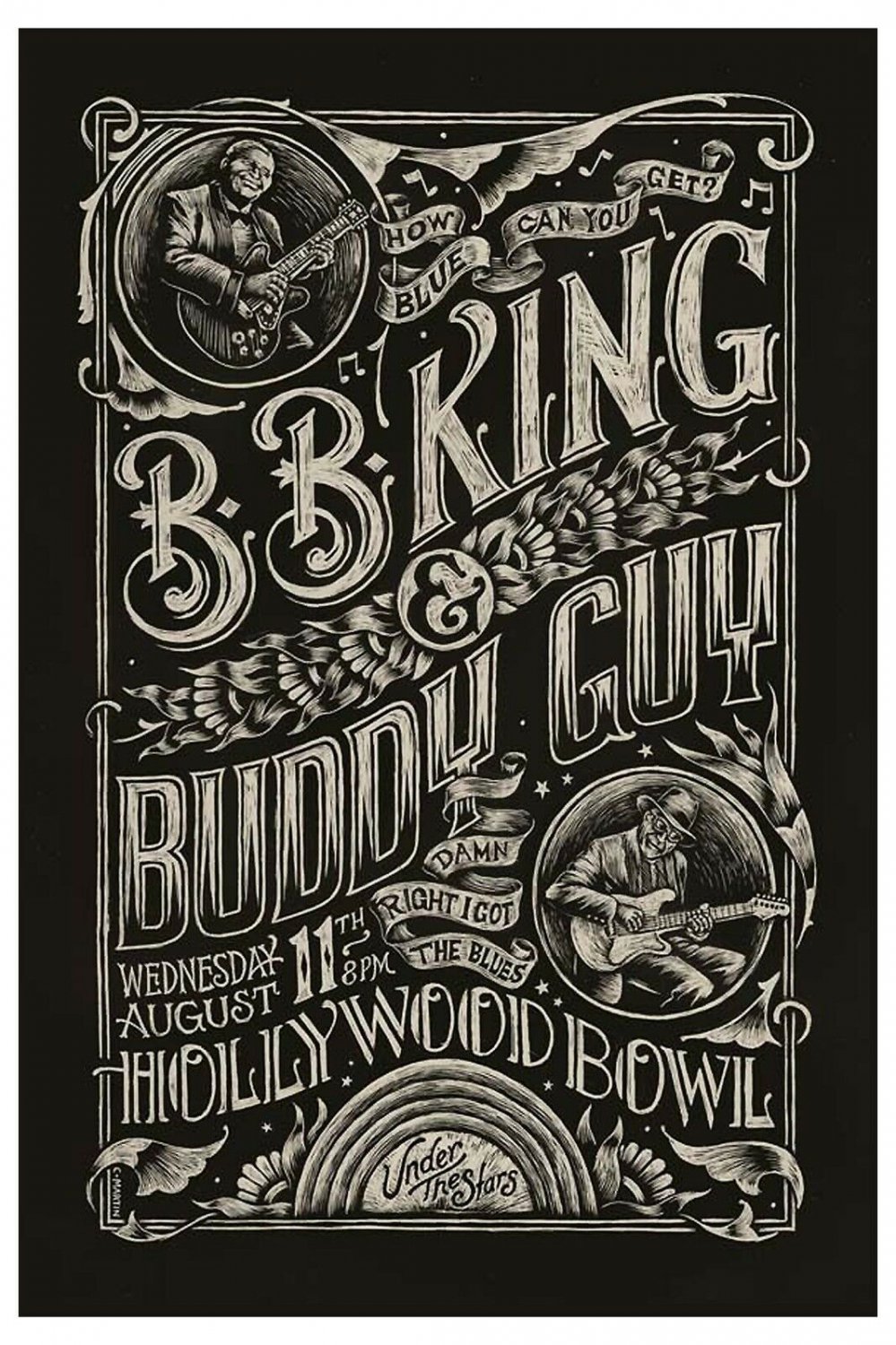 BB King & Buddy Guy at Hollywood Concert Poster 2010 13x19 inches