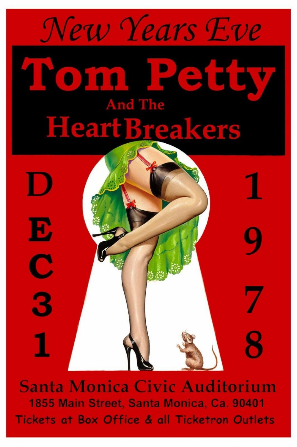 Tom Petty & Heartbreakers Santa Monica Civic NYE Poster 1978 13x19 inches