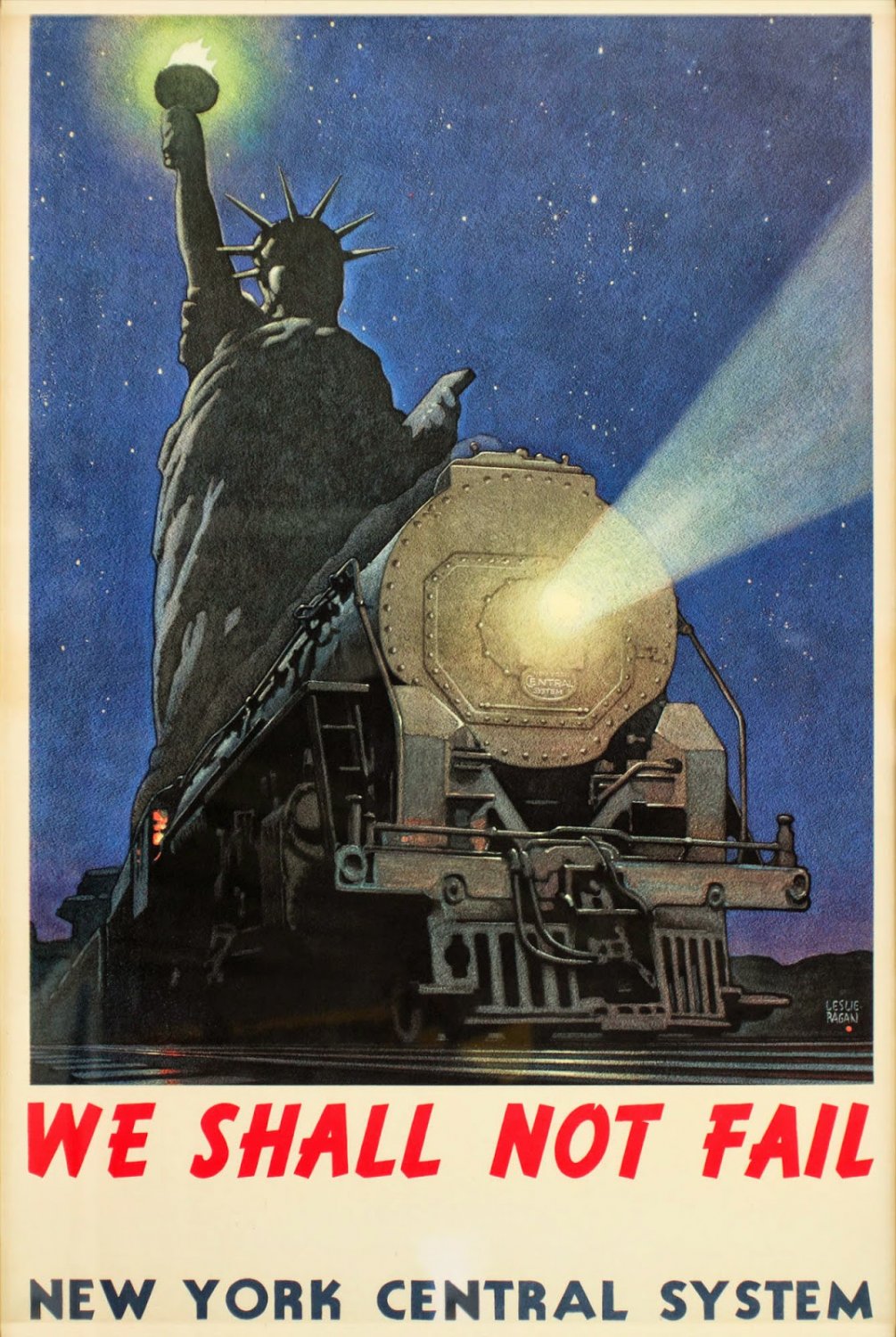 1943 We Shall Not Fail Poster by Leslie Ragan 13x19 inches