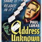 Address Unknown Movie Poster 13x19 inches