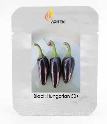 Rare Black Hungarian Hot Chili Pepper Organic Seeds, Professional Pack, 50 Seeds