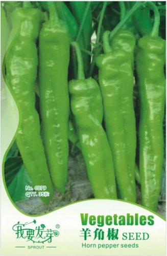 Rare Anhui Green Long Sweet Cow-horn Pepper F1 Seeds, Original Pack, 35 Seeds