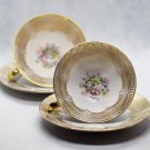 Set of 2 Antique Hand painted German Gareis, Kuhnl & Co Bavaria Porcelain Bone China Cup and Saucer