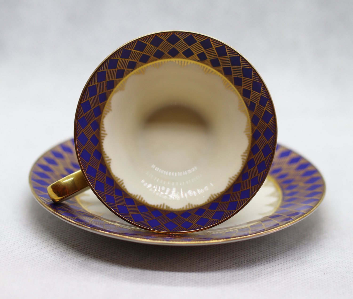 Vintage German J. Seltmann Bavaria Porcelain Bone China Blue Cup and Saucer 1949-1955