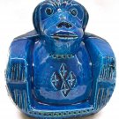 Bitossi Pottery Rimini Blu Aldo Londi Italian Blue Glazed Ceramic Monekey