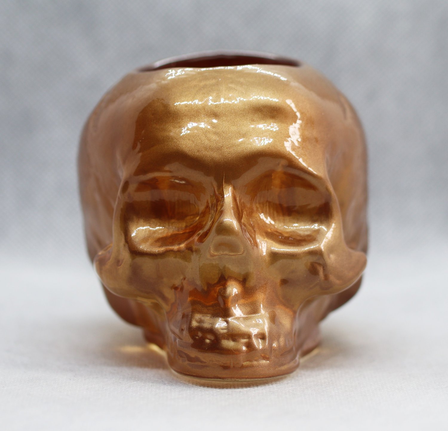 Kosta Boda Skull Copper Candle Holde Crystal Glass Swedish Scandinavian Design