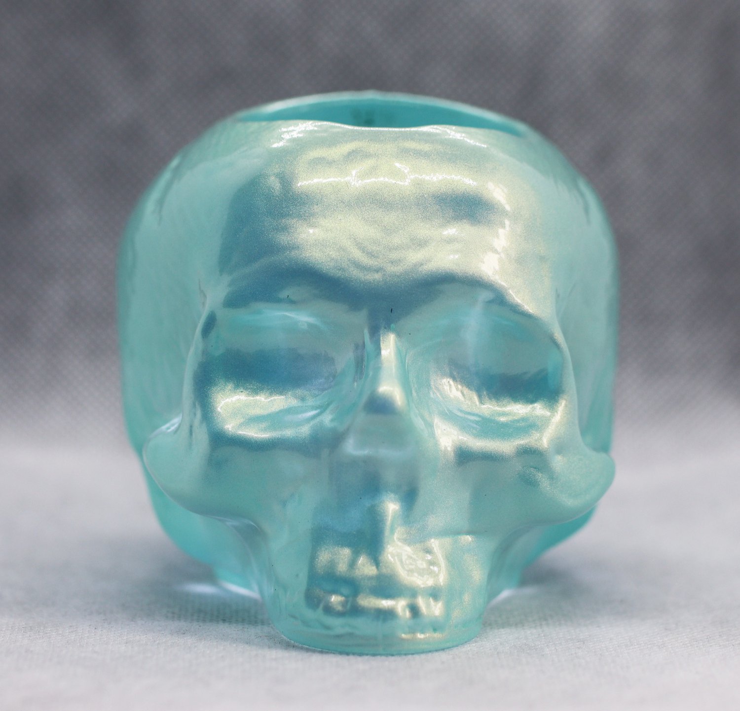 Kosta Boda Still Life Skull Light Green Candle Holde Crystal Glass Swedish Scandinavian Design