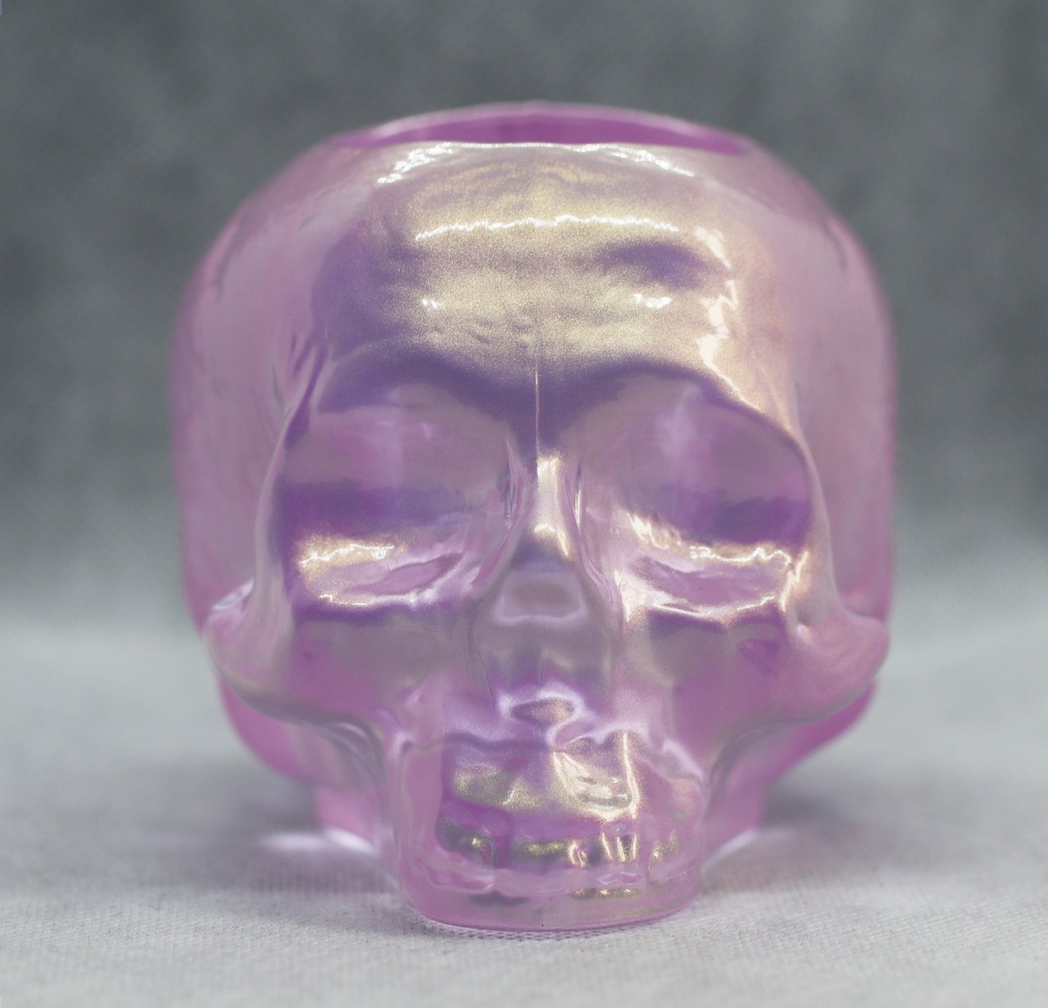 Kosta Boda Still Life Skull Pink Candle Holde Crystal Glass Swedish Scandinavian Design