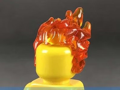 Orange Flame Fire Transparent Hair Minifigure US Seller