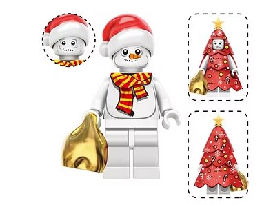 Snowman with Red Christmas Tree Minifigure US Seller