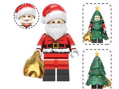 Santa Claus with Green Christmas Tree Minifigure US Seller