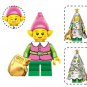 Pink Girl Santa Elf with Silver Christmas Tree Minifigure US Seller