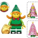 Girl Santa Elf with Pink Christmas Tree Minifigure US Seller