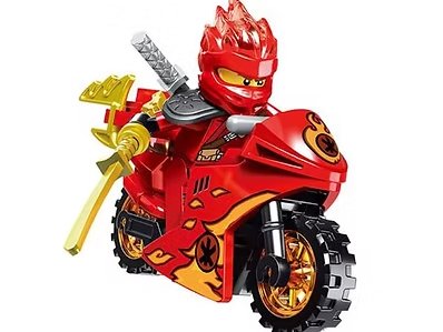Kai Ninjago with Red Motorcycle Minifigure US Seller