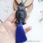 Handmade soutache pendant Blue stone pendant