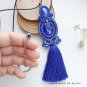 Handmade soutache pendant Blue stone pendant