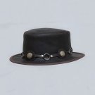 Porkie Pie Brown Leather Classic Casual & Festival Conchu Ring Hat