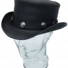 Marlow SteamPunk Deadman Biker American Five Cent Black Leather Top Hat