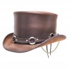 Brown top hat leather hat leather top hat gothic top hat mens top hat steampunk top hat