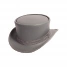 Grey Night top hat leather hat leather top hat mens top hat steampunk top hat