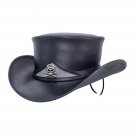 Pale Rider Skull top hat leather hat leather top hat  mens top hat steampunk top hat