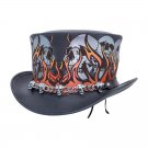 Burn In Hell top hat leather hat leather top hat gothic top hat mens top hat steampunk top hat