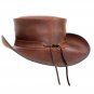 Pale Rider Tan Brown top hat leather hat leather top hat mens top hat steampunk top hat