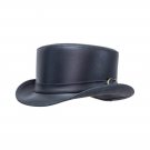 BROMLEY CARRIAGE BAND Steampunk Black Leather Top hat Biker Motorcycle Rider Gothic Hat