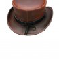 Top Hat SteamPunk Brown Leather Top Hat w/Buffalo Motorcycle Rider Biker