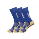 3 Pack Men's Anti Slip Soccer Grip Socks Blue