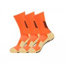 3 Pack Men's Anti Slip Soccer Grip Socks Orange